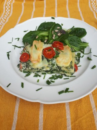 Spinatlasagne mit Ziegenbrie