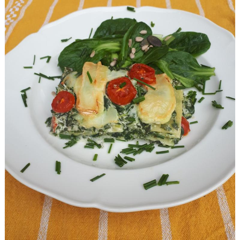 Spinatlasagne mit Ziegenbrie